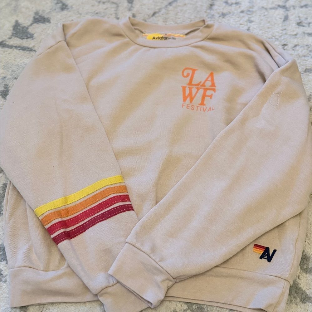Aviator Nation LOS ANGELES WINE & FOOD 2025 CREW SWEATSHIRT RELAXED - SAND - Picture 4 of 7